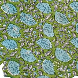 Vert foncé 100% pur coton tissu indien Floral main bloc impression tissu Floral bloc conception pour femmes garçons couverture filles - Product Image 1