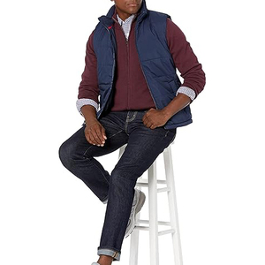 Classic <b>Navy</b> Blue Puffer Vest for <b>Men</b> Down Alternative Padded <b>Gilet</b> Sleeveless Quilted Jacket Body Warmer - Product Image 5