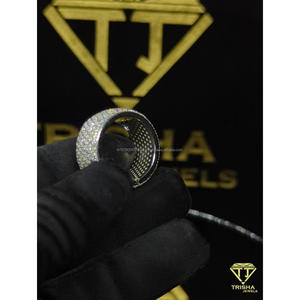 Luxury Full Iced Moissanite Diamond <b>Ring</b> in 925 Sterling <b>Silver</b> Hip Hop Statement Band for <b>Men</b> and Women By Trisha Jewels - Product Image 4