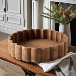 Plateau festonné en bois vieilli - Product Image 2