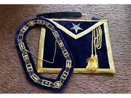 PATRÓN MERITODO PARA OES | Delantal masónico y collar de cadena MATRON, delantal de la Estrella del Este, tela azul tipo terciopelo - Product Image 6