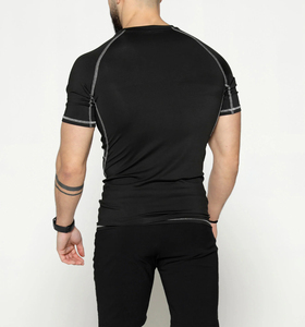 Men's <b>Short</b> <b>Sleeve</b> Compression T Shirt O Neck Quick Dry Slim Fit Sporty Activewear <b>Base</b> <b>Layer</b> Gym Workout OEM ODM - Product Image 2