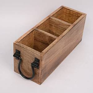 Antique Design Wooden Cutlery Holder Natural Color Caddy Napkin Holder for Home Hotel and Restaurant <b>Tabletop</b> Usage - Product Image 6