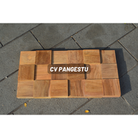 PANGESTU Panneaux muraux en mosaïque de teck recyclé modernes, insonorisés, à motif géométrique, pour la maison, le divertissement, la décoration des villas et le commerce