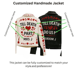 Vestes pour hommes en cuir véritable fait sur mesure broderie mariée marié meilleur cadeau - Product Image 4