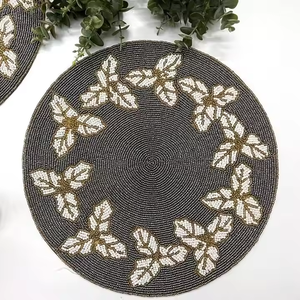 Modern Minimalist Hand Beaded <b>Table</b> <b>Coasters</b> Non-Slip Base for Cocktail Parties Premium Craftsmanship - Product Image 6