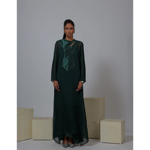 ชุดราตรีสีเขียวหรูหรา แขนซีทรู ยาว สำหรับผู้หญิง ราคาดีที่สุด - Product Image 3