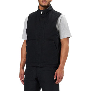 Men's <b>Brown</b> Canvas Stand Collar <b>Vest</b> Zipper Closure Windproof Casual Outerwear Autumn Solid Design Pockets - Product Image 4