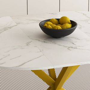 Mesa de Comedor Redonda Moderna y Sencilla con Patas Extensibles, Base en Forma de X de Acero al Carbono Resistente para Restaurantes o Uso Doméstico - Product Image 4