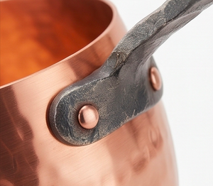 Heavy Copper Sauce <b>Pan</b> Handmade Vintage Style With Stainless Steel <b>Handle</b> No Coating For Gas And Induction Cooker Use - Product Image 5