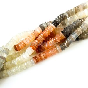 Natural Multi Moonstone Heishi <b>Beads</b> Smooth Loose Gemstone <b>Beads</b> Shaded Moonstone <b>Beads</b> For Jewelry Making 6-6.5MM Wholesale - Product Image 4