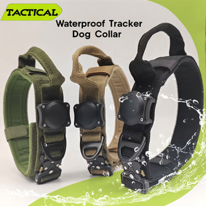 Collier pour chien robuste avec support AirTag étanche, en nylon, avec poignée de contrôle pour chiens de taille moyenne à grande, pour l'entraînement - Product Image 2