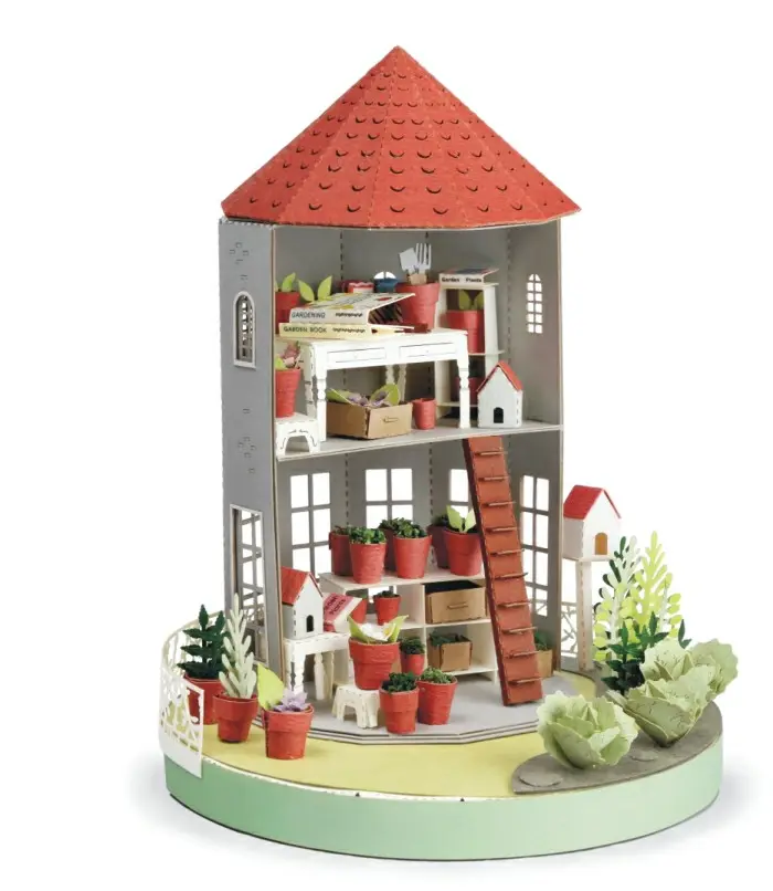[4R] Custom Exquisite 2 Story Greenhouse DIY Miniature Kit Furniture Craft