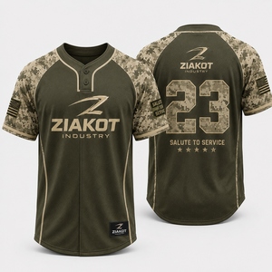 Venta al por Mayor Directa de ZIAKOT INDUSTRY, Camiseta de Softbol Unisex con Estampado Personalizado de la Bandera Estadounidense en 3D, Color Blanco y Rojo Real, de Dos Botones, para el Verano - Product Image 3