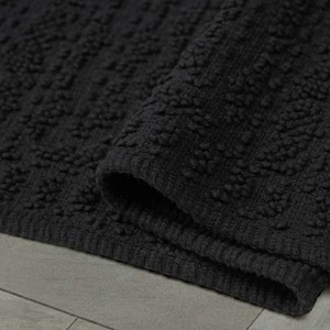 Black Rectangle Cotton Bath <b>Mat</b> Thick Plush Non-Slip Rubber Backing Modern Style Home Use - Product Image 2