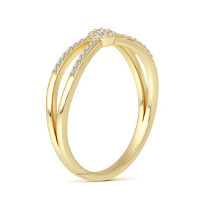 Anillo de Boda de Doble Hilera con Diamantes Cultivados en Laboratorio de Corte Redondo y Detalle Milgrain en Oro de 10K, 14K, 18K y Plata 925, 935 - Product Image 4