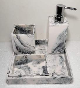 Altamash Craft Designer Purple Resin Seven-piece Eco-friendly Luxury Elegant Rectangle Bath Accessories <b>Set</b> Marble Effect <b>Soap</b> - Product Image 5
