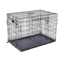 Cage à chien ronde pliable en métal de luxe avec plateau en plastique et fermeture à bouton-pression, taille XL/XXL pour chiens de taille moyenne/grande et petits chats