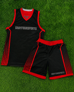 Kit de basketball personnalisé OEM |   Ensemble short et maillot de basket sans manches à col en V, imprimé par transfert thermique, respirant, haute qualité pour adultes - Product Image 2
