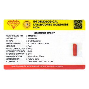 Natural Red Coral Loose Gemstone 8.4 Carat Certified Wholesale - Product Image 4