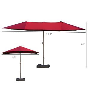 Ombrellone a braccio laterale da 4,5 m (15 piedi) con base a manovella facile per cortile e giardino, ombreggiatura rettangolare da 3 m per uso in spiaggia - Product Image 3