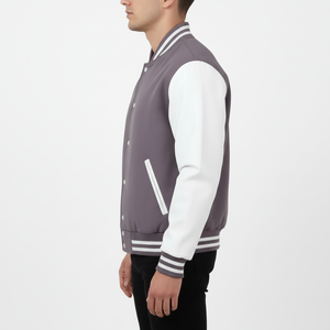 Mens Casual Varsity Jacket Cotton Polyester 340 GSM Regular Fit <b>Button</b> Front Long Sleeve Daily Wear OEM Service - Product Image 3
