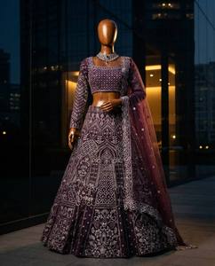 LAHENGA CHOLI DUPATTA BUTTER <b>FLY</b> <b>NET</b> EMBROIDERY SEQUNCE WORK WITK CANCAN & CANVAS PATTA - Product Image 5