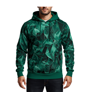 <b>Men</b> Emerald Green Sublimation Hoodie Topographic Graphic Oversized Fashion Sweatshirt Apparel - Product Image 3