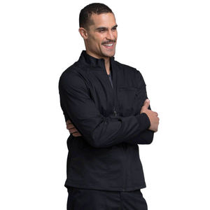Blouse médicale noire zippée pour homme en polaire tissée, uniforme d'hôpital avec détection d'aiguilles par fusion sans couture pour tenue de travail en clinique - Product Image 3