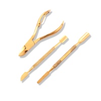Empujador de cutículas de estilo triangular de doble extremo, removedor de esmalte de uñas y herramienta de manicura de belleza, pelador de cutículas en Color dorado