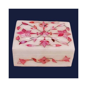 <b>Elephant</b> Handmade MOP Art On Pure White Marble Inlay Box With Mother Of Pearl Material Use For Jewelry Storage <b>Gift</b> Packing Item - Product Image 4