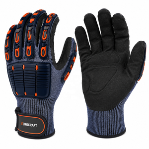 Mechanical Safety <b>Gloves</b> Orange Black PU Anti-Slip <b>Knit</b> Wrist General Purpose - Product Image 4