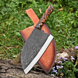 Couteau de cuisine ambidextre durable UA Supplies, hachoir en acier au carbone forgé à la main, manche en bois ergonomique, finition mate, 8-9,9 pouces - Product Image 5
