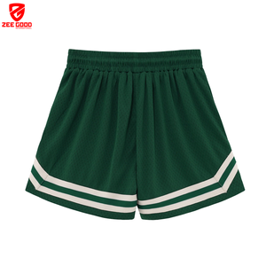 <b>Men's</b> Green Mesh Sport <b>Shorts</b> With <b>White</b> Side Stripes Drawstring Waist Breathable Athletic Basketball <b>Shorts</b> - Product Image 2
