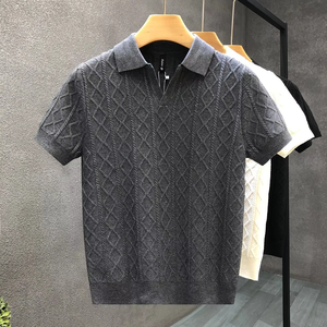 2026 Summer New <b>Men's</b> Short Sleeve for POLO <b>Shirt</b> Slim Business <b>T</b>-<b>Shirt</b> Lapel Texture Design - Product Image 5