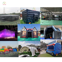 12X10X4.5M grande tente gonflable grise de cube d'air d'éclairage menée pour des événements exposition ou camping d'église militaire de partie