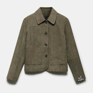 Twill Sports 6 Button Women's Leather Knitted Waterproof Breathable Quilted Bomber <b>Jacket</b> Lightweight For Winter Fashion - Product Image 4