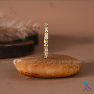 Custom Alternating Baguette Lab Created Diamond <b>Stacking</b> <b>Ring</b> Yellow Gold Women's Minimalist Wedding Anniversary Band Fine - Product Image 6