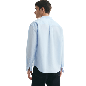 Chemise tissée à manches longues pour hommes, décontractée, boutonnée, avec poche, coupe décontractée, logo personnalisé, OEM ODM - Product Image 3