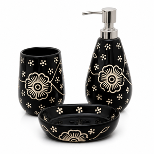 Ensemble d'accessoires de salle de bain modernes en silicone écologiques et faciles à nettoyer : distributeur de savon, distributeur de lotion, gobelet et porte-savon pour la maison et l'hôtel - Product Image 1