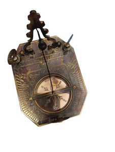 Boussole solaire antique en laiton, instrument de navigation nautique avec gnomon pliable, objet de collection maritime, décoration de bureau, cadeau - Product Image 1