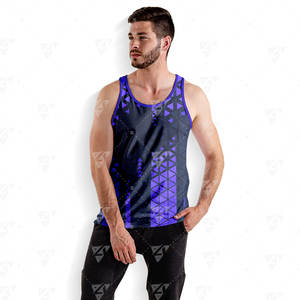 Traje Deportivo para Hombre, Tejido Sin Costuras, para Correr, de Secado Rápido, Transpirable, Ligero, Sin Mangas, 100% Poliéster Sublimado - Product Image 5