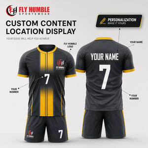 ชุดเสื้อฟุตบอล Fly Humble แบบสั่งทำพิเศษ สีดำขาวลายทาง พิมพ์ลายแบบ Sublimation ระบายเหงื่อได้ดี สำหรับผู้ใหญ่ ทรงปกติ แขนสั้น - Product Image 6