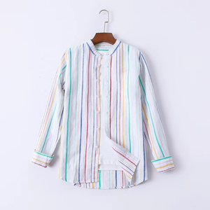 Nuevas Camisas de Manga Larga a Rayas para Hombre, Camisas Holgadas de Lino Personalizadas - Product Image 2