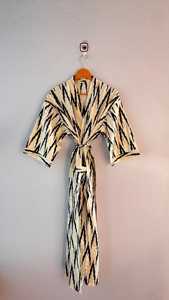 Traditional Pure Cotton Summer <b>Bridal</b> Hippie Kimono Long Crossover Breathable Quick Dry Block Printed Cotton Robe Sleepwear - Product Image 2