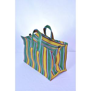 Customized <b>Recycled</b> Nylon Striped Shopping Bags with Logo Closure Inside Pocket for <b>Storage</b> for Travel and <b>Outdoor</b> Use - Product Image 3