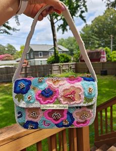 กระเป๋าสะพายประดับลูกปัด กระเป๋าสะพายผู้หญิงแบบสั่งทำพิเศษ ดีไซน์ลายมหาสมุทร กระเป๋าหูหิ้วแฟชั่น กระเป๋าสะพายทำมือ - Product Image 2