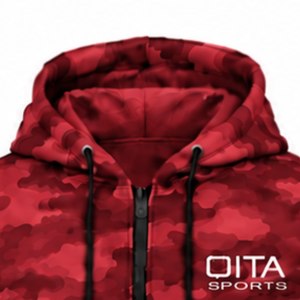 Unisex Dark Crimson <b>Red</b> Camouflage Tracksuit Full Zip <b>Hoodie</b> with Drawstring Jogger Pants Two Piece Casual Athletic Streetwear - Product Image 6