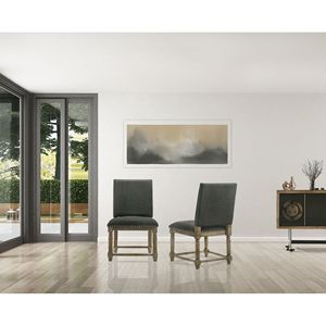 Ensemble de 2 chaises de salle à manger en tissu gris Everton avec garniture élégante à clous apparents, 19 pouces - Product Image 1