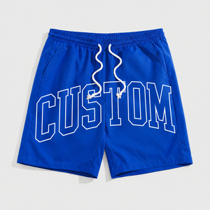Custom <b>Men's</b> Drawstring <b>Shorts</b> With <b>White</b> Letter Print Casual Athletic Wear Mid Waist Breathable Woven Fabric - Product Image 4